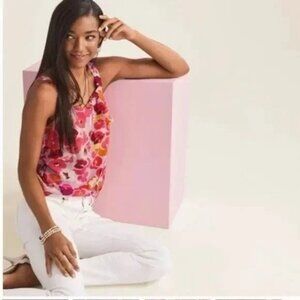 Cabi Footloose Camisole Size XS Floral Print Ruffled Double Layer Bohemian NEW